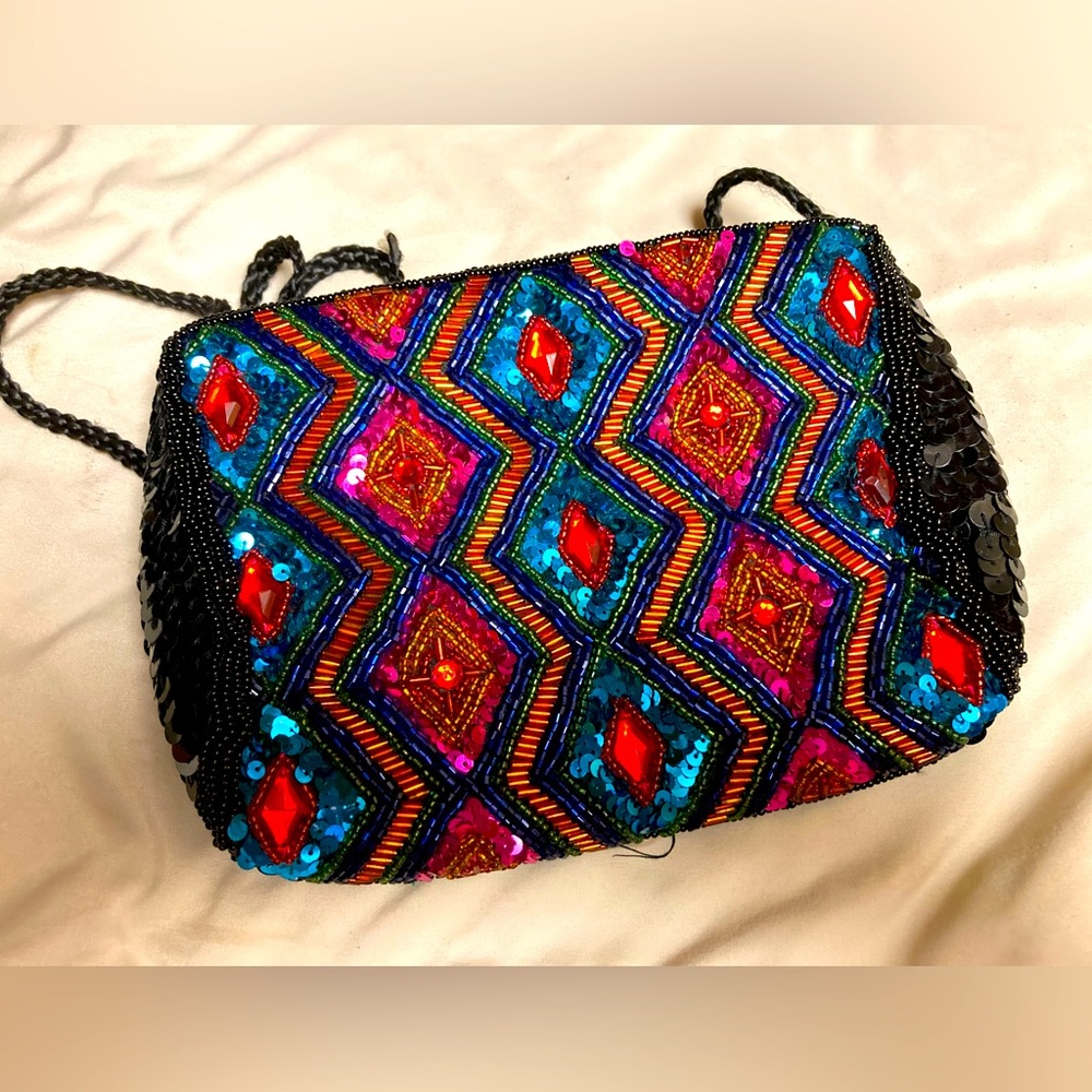 Jeweled and sequin evening bag